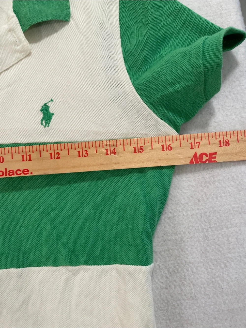 Ralph Lauren White Polo with Green Ribbed Neck